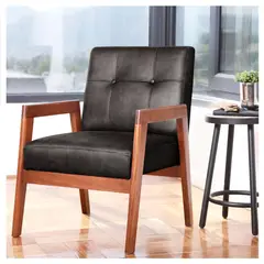 LATAM HOME - Sitial Munich Negro Con Base De Madera