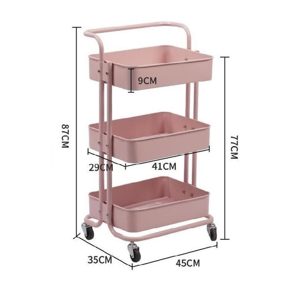 GENERICO - Carro Ayudante Plástico Organizador Peluquería Domestico Negro