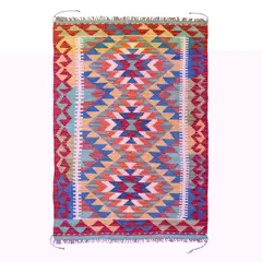 BAZHARS - Alfombra 126X085 cm Artesanal Kilim Vegi