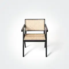 MILK - SILLON PIERRE NEGRO NATURAL RATTAN