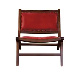 LATAM HOME - Sitial Hannover Cuero Rojo Con Base De Madera