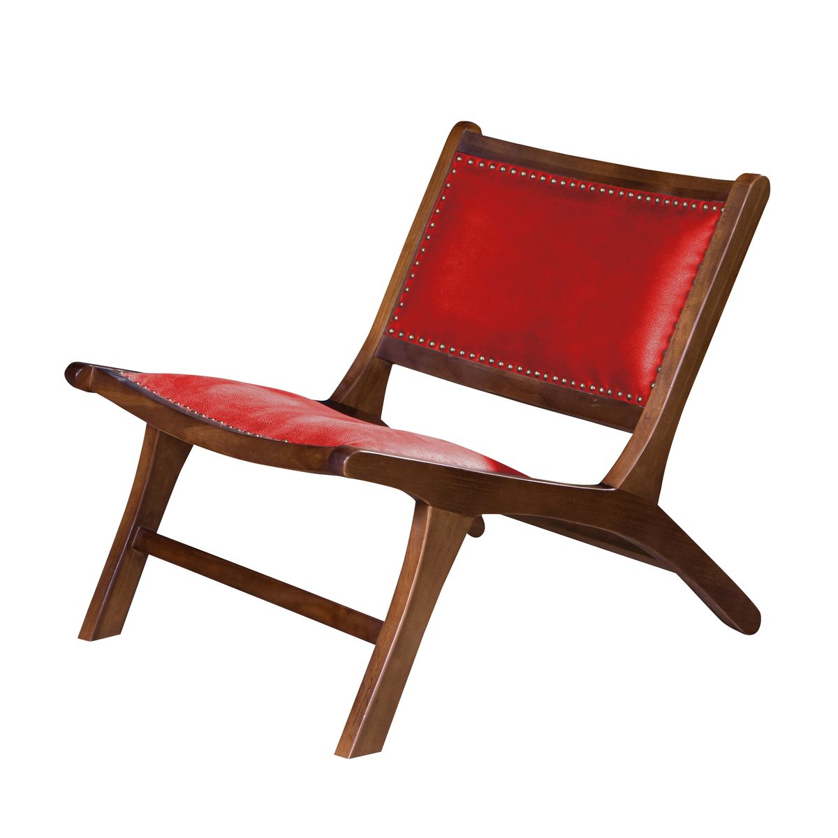 LATAM HOME - Sitial Latam Home Hannover Cuero Rojo Con Base De Madera