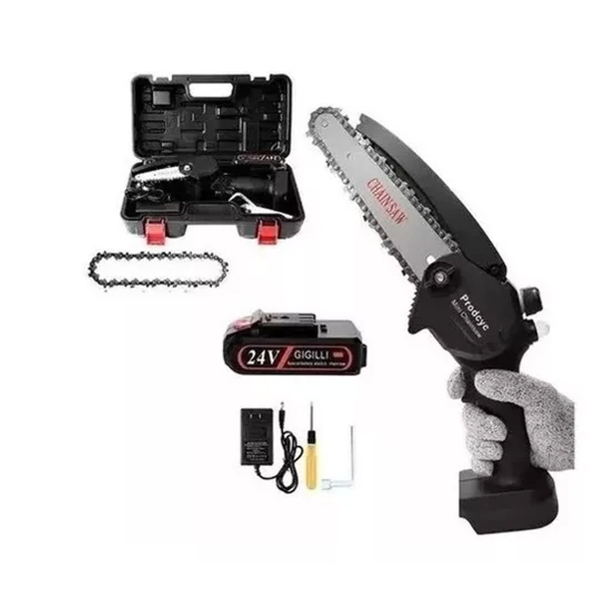 GENERICO - Mini Sierra Eléctrica 4 pulgadas Portátil 21v Recargable Para Poda