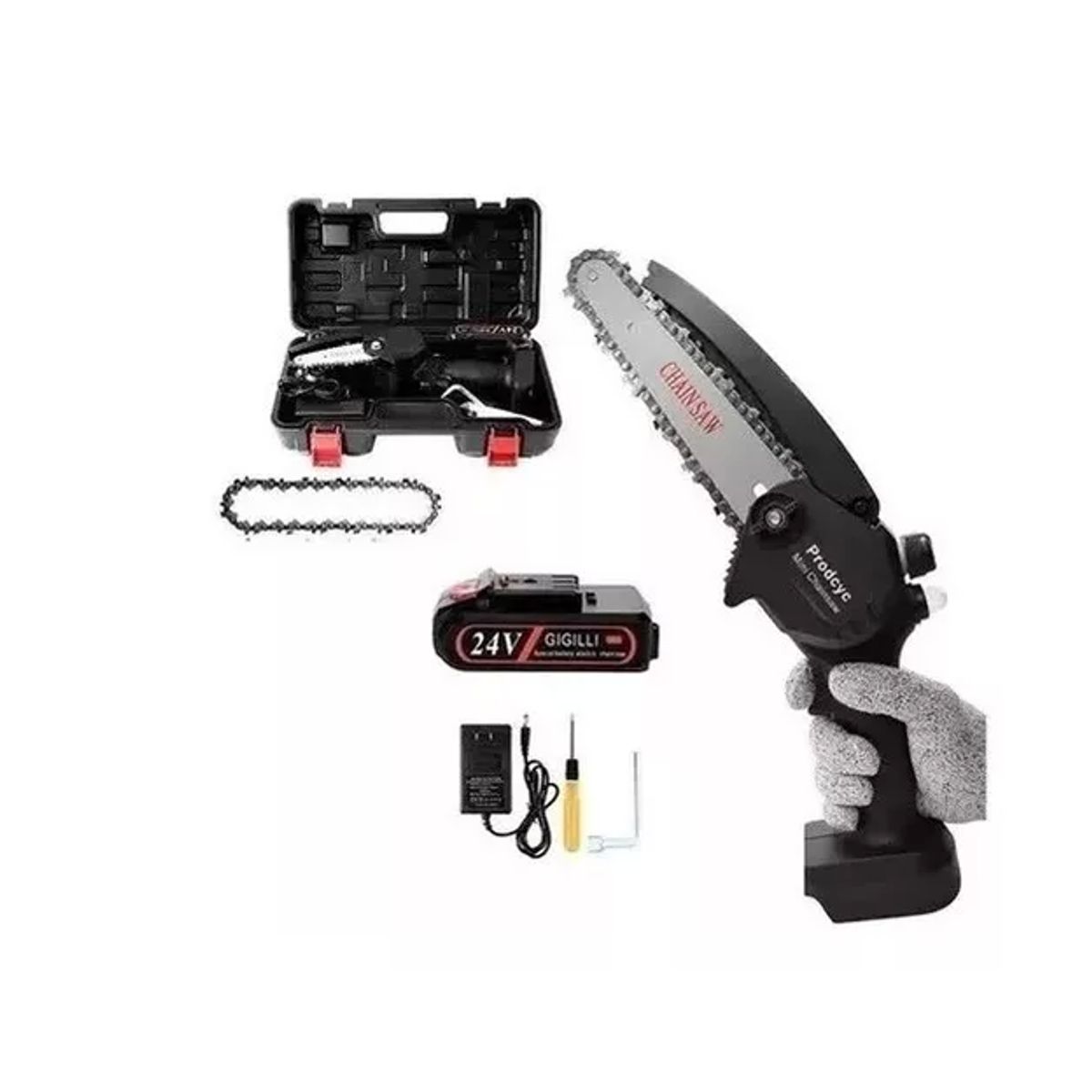 GENERICO - Mini Sierra Eléctrica 4 pulgadas Portátil 21v Recargable Para Poda