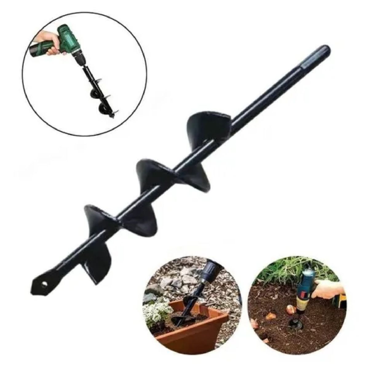 GENERICO - Broca Espiral De Acero/carbono Para Jardinería/maceta 4X45cm GENERICO