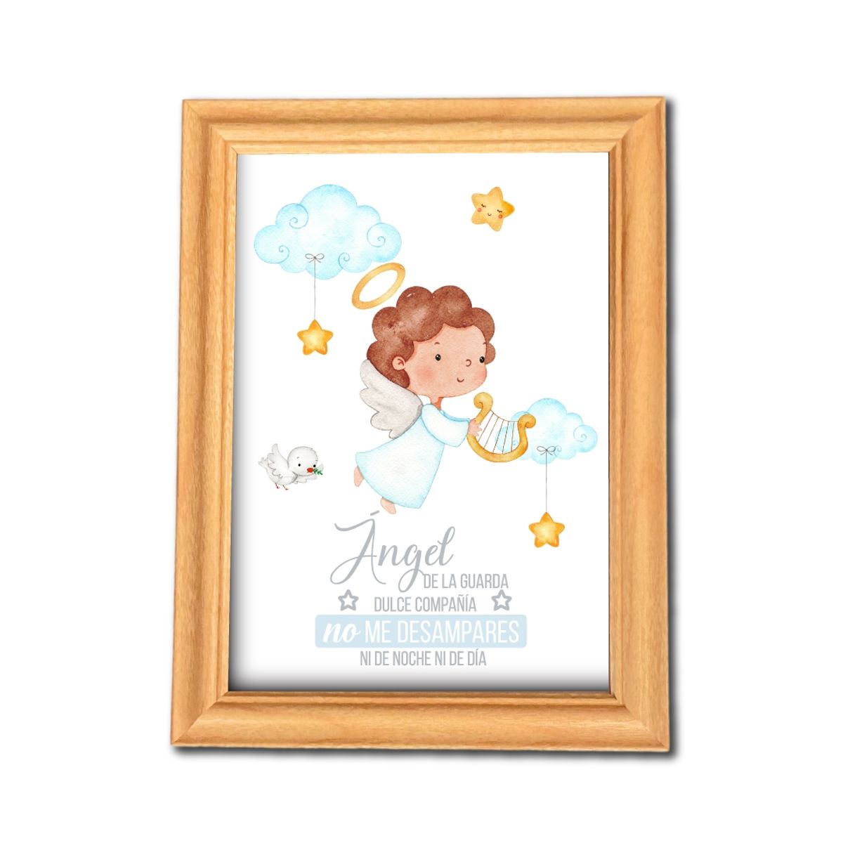 GENERICO - Cuadro Infantil Ángel de la Guarda Celeste Regalo De Bautizo