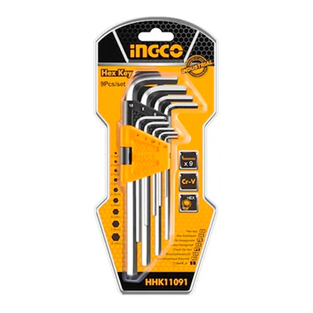 INGCO - Set Juego De Llaves Medianas Allen Hexagonal 9 Piezas Ingco