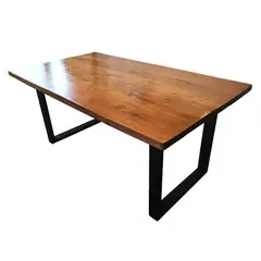 NOWU HOGAR - Mesa Comedor Roble Fierro Cuadrada 180x100