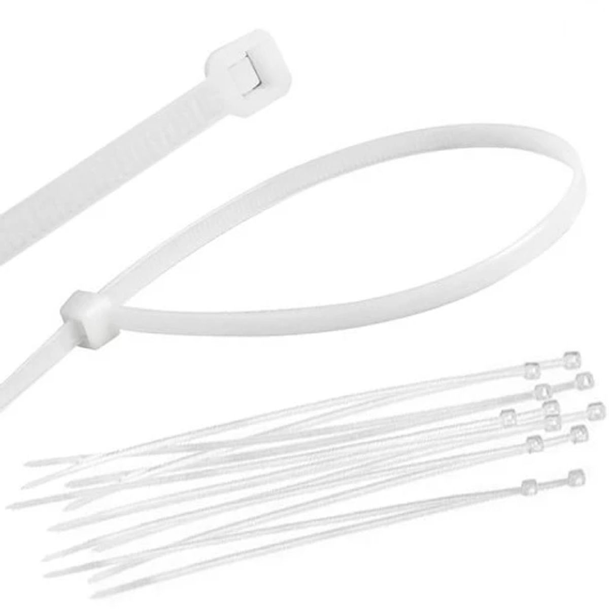 GENERICO - Amarra Cable 200 x 2.5 mm Blanca (Bolsa 100 Unidades)