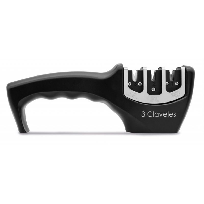 3 CLAVELES - AFILADOR DE CUCHILLO 20 CMS. 3 EN 1