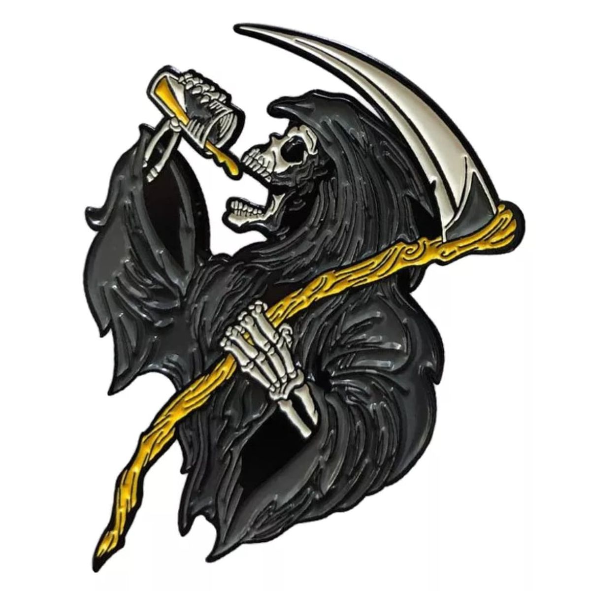 GENERICO - Pin Broche La Muerte bebiendo cerveza…