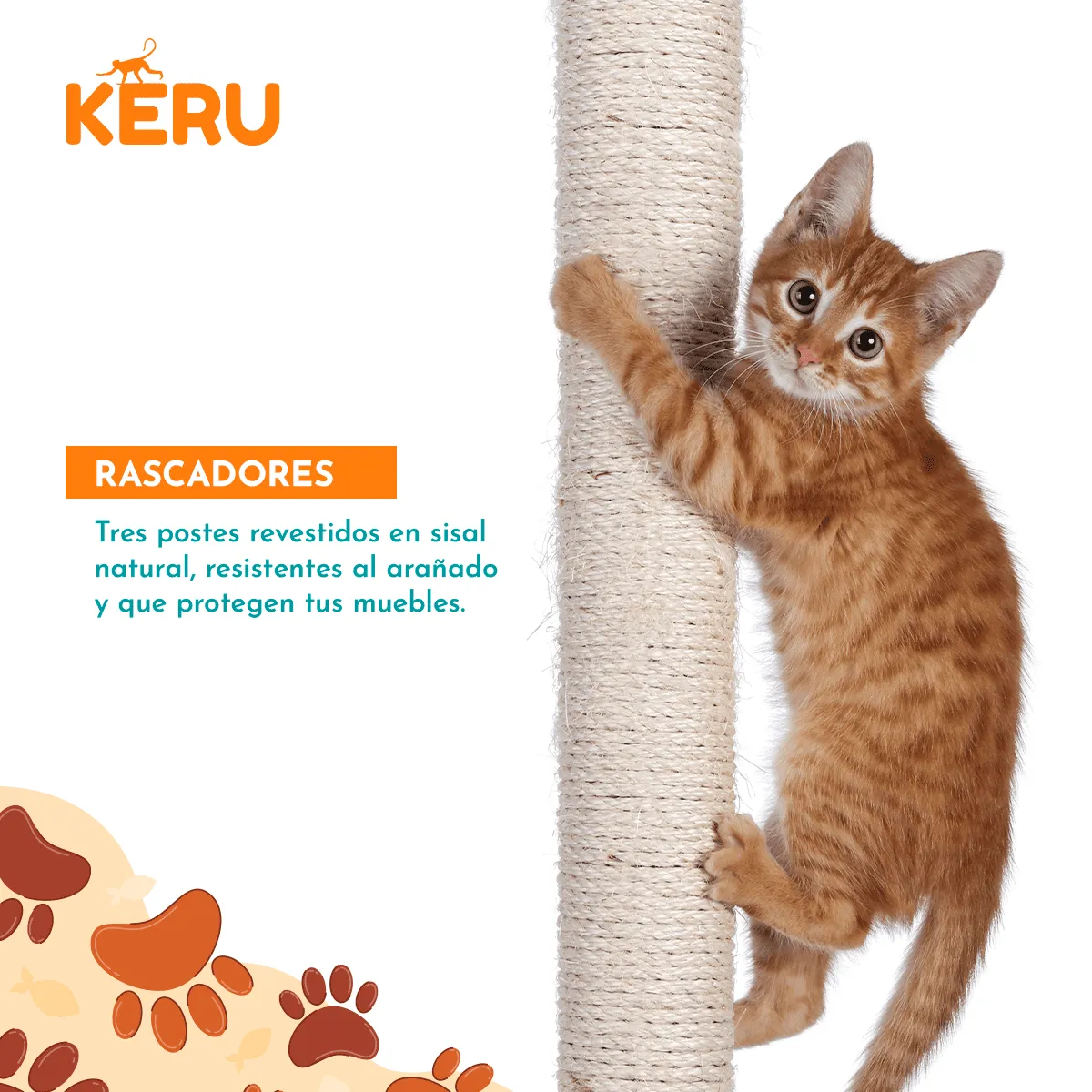 KERU - Torre Castillo y Rascador Para Gatos Interactivo Gris