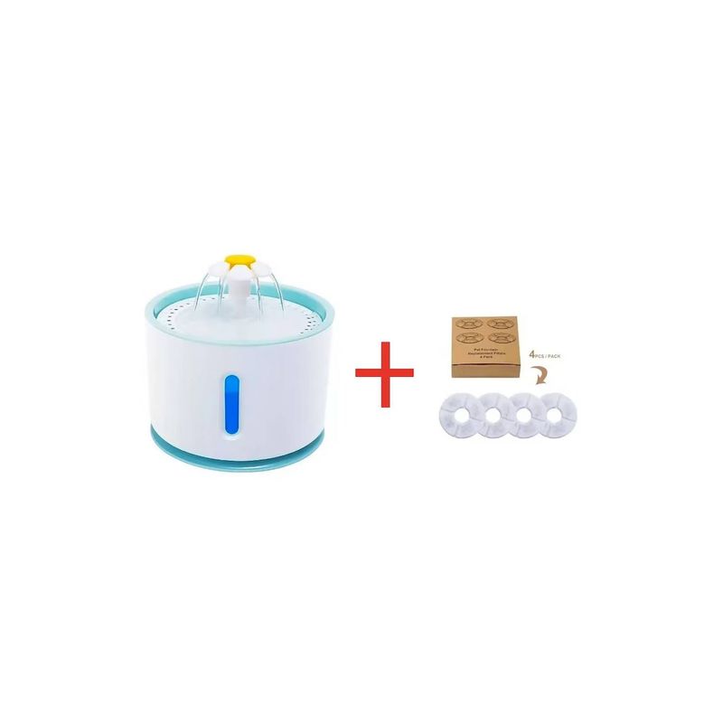 GENERICO - Fuente Dispensador Agua Electrico Bebedero Gatos + 4 Filtros