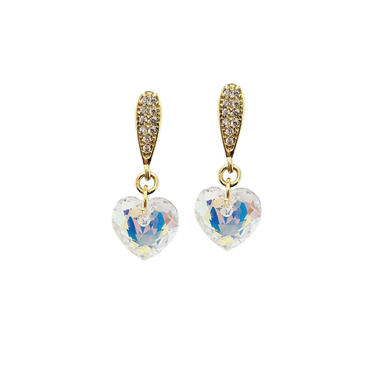 JOYAS MONTERO - Aros Amor Gold 24K creado cristales de Swarovski® Aurora Boreal