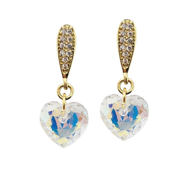 JOYAS MONTERO - Aros Amor Gold 24K Cristal Genuino Aurora Boreal