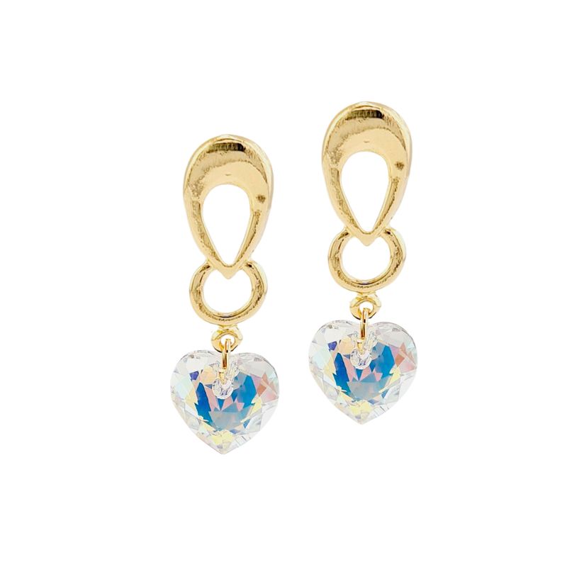 JOYAS MONTERO - Aros Amor Gold Cristales Genuinos Aurora Boreal