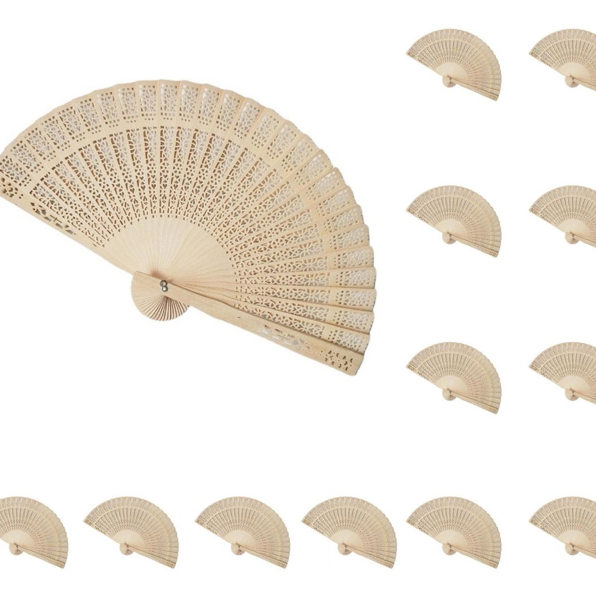 U BUY - 12 Ventiladores De Madera De Bambú Para Bodas.