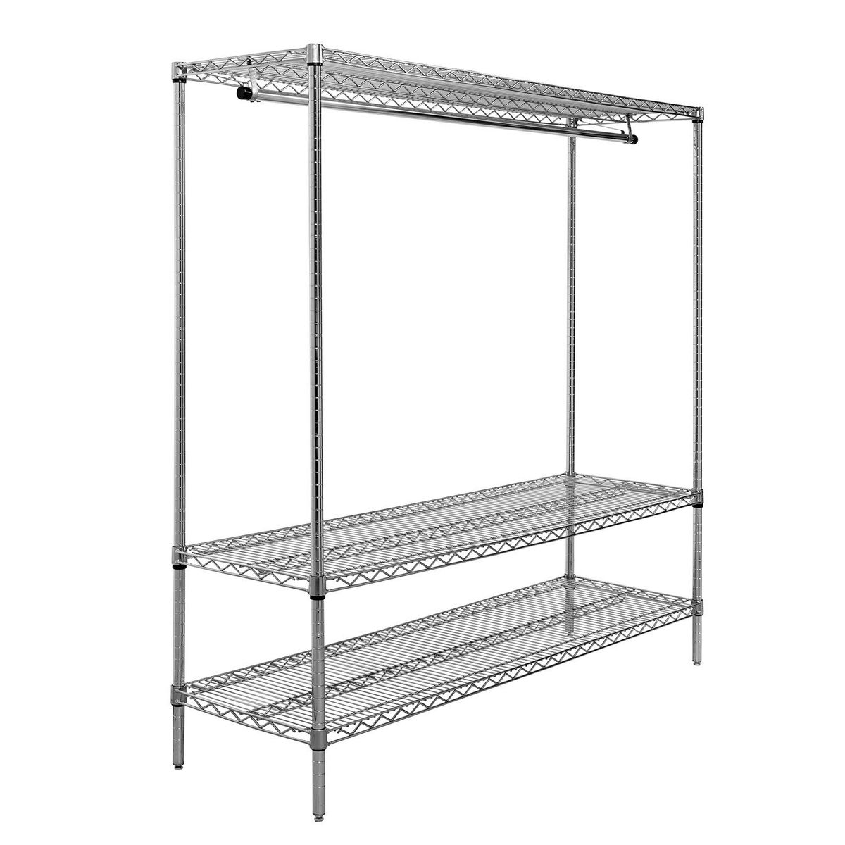 AUTORODEC - Ropero Acero Cromado 46X152X160 Cm 2 Repisas inferiores