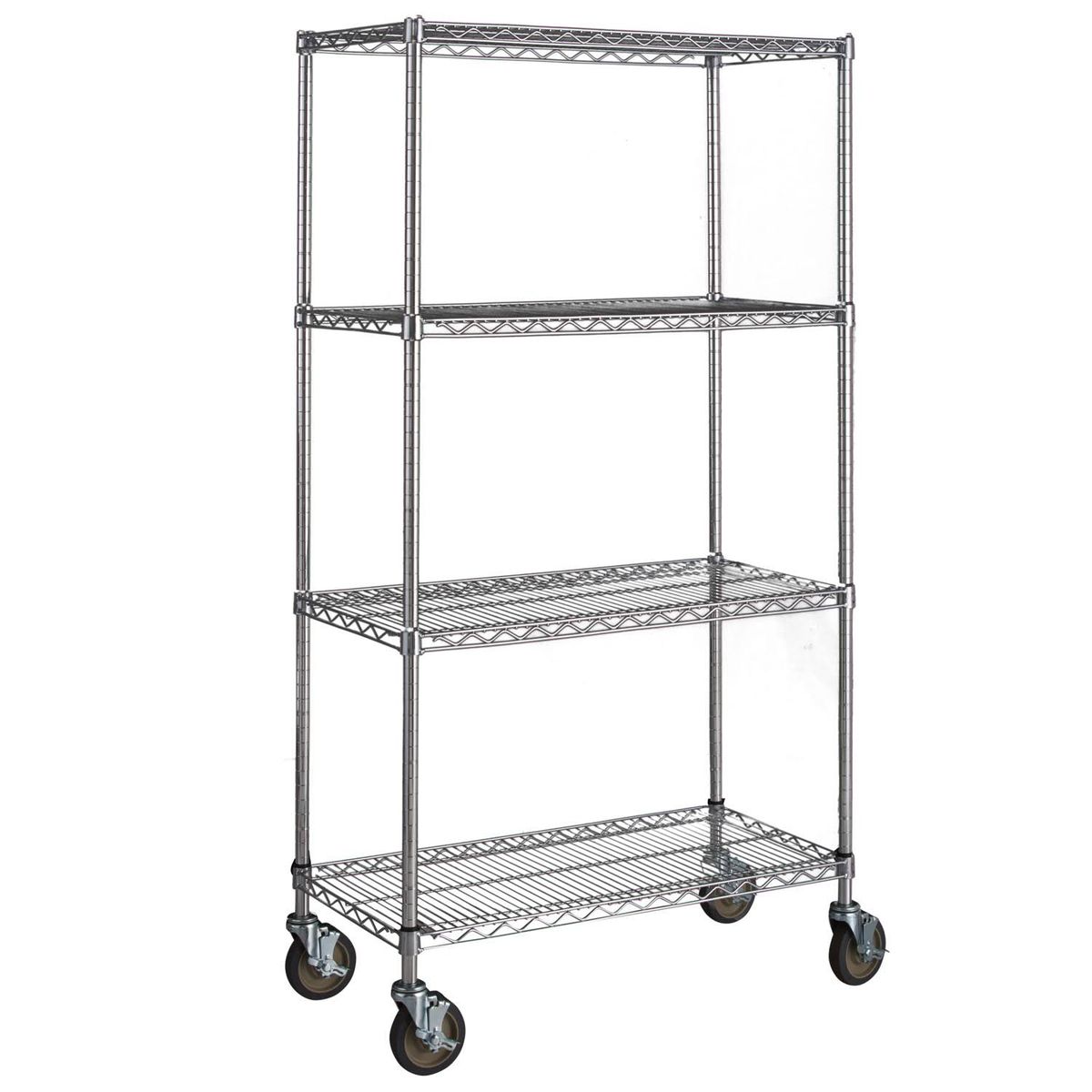 AUTORODEC - Estante Acero Cromado móvil 46X91X174 Cm 4 Repisas