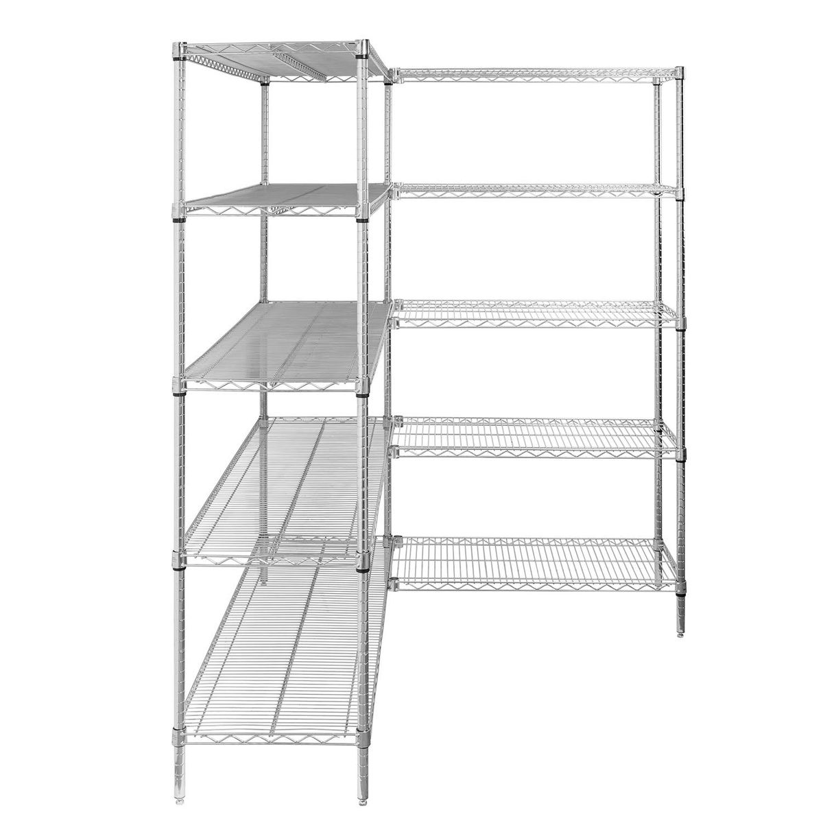 AUTORODEC - Estante en L Acero Cromado 152x137x188 cm 5 Repisas