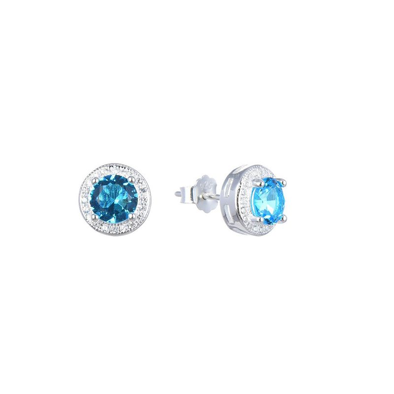 ANDREA COGGIOLA JOYAS - Aros Roseta Circón Celeste Plata Fina 925