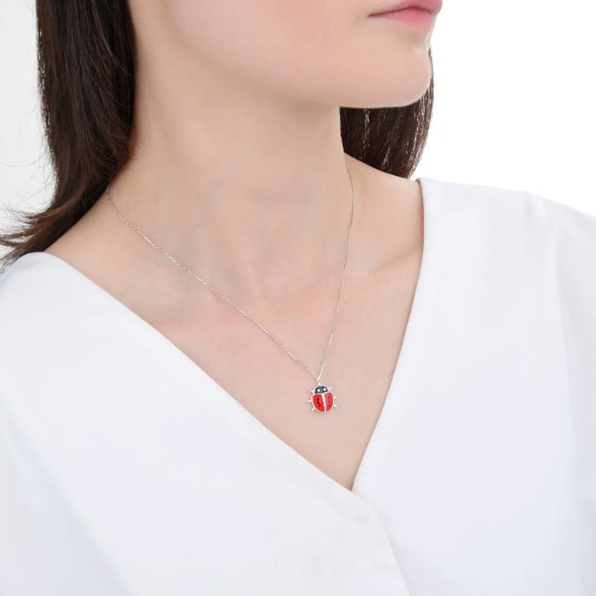 COGGIOLA - Collar Chinita Rojo Plata Fina 925