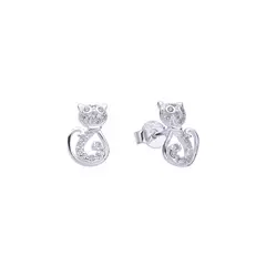ANDREA COGGIOLA JOYAS - Aros Gato Circón Blanco Plata Fina 925