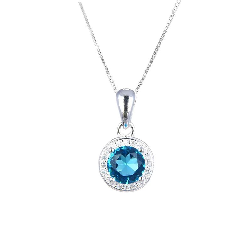 ANDREA COGGIOLA JOYAS - Collar Roseta Circón Celeste Plata Fina 925