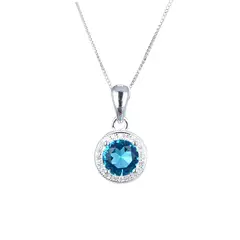 ANDREA COGGIOLA JOYAS - Collar Roseta Circón Celeste Plata Fina 925