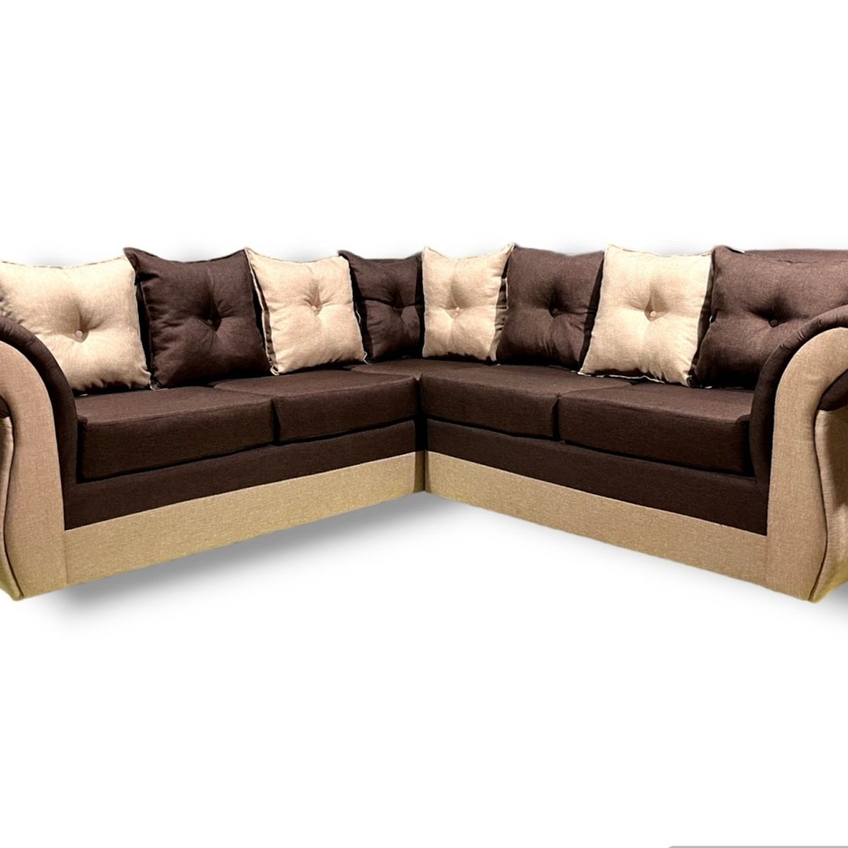 DUNA - Seccional 5 cuerpos Marsella bicolor lino café beige