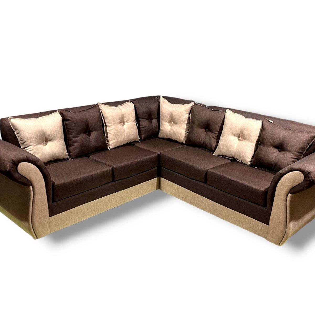 DUNA - Seccional 5 cuerpos Marsella bicolor lino café beige