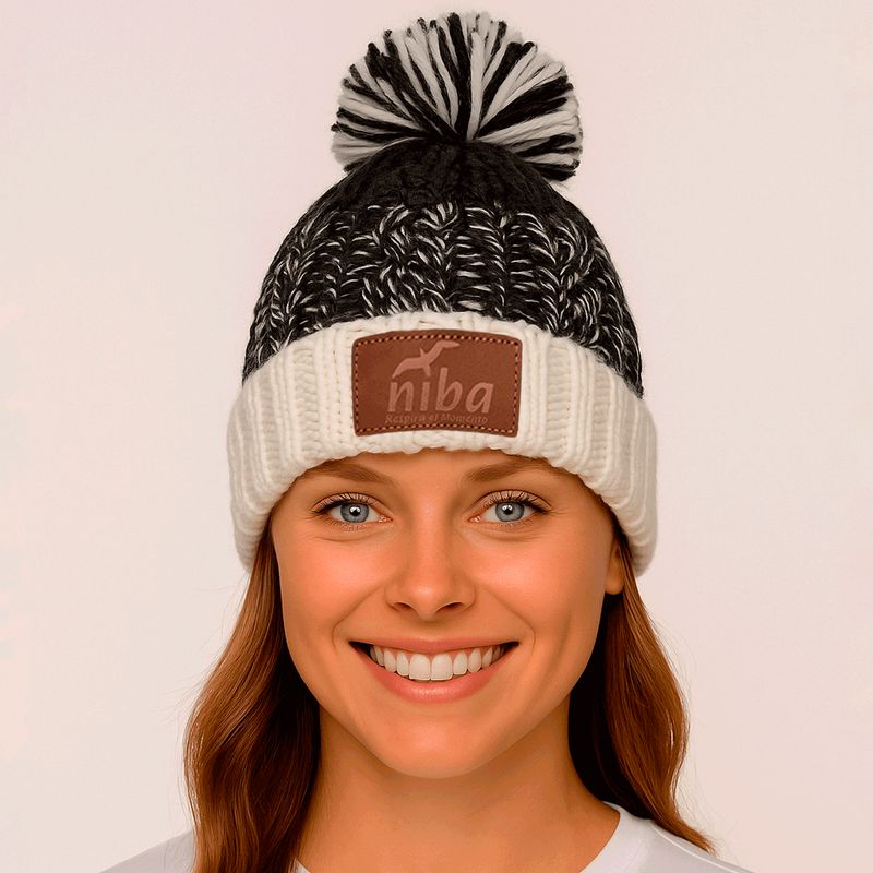 NIBA - Gorro Lana Radal Blanco Azul Marino Niba