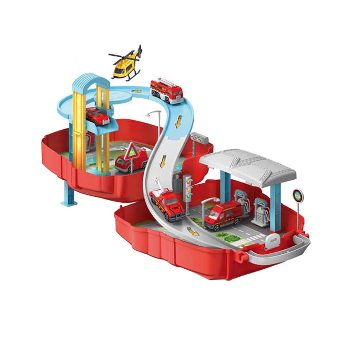 BABYLUNA - Juguete Mochila De Juegos, Fire Series, Autopista, 3 Autos Y Avión…