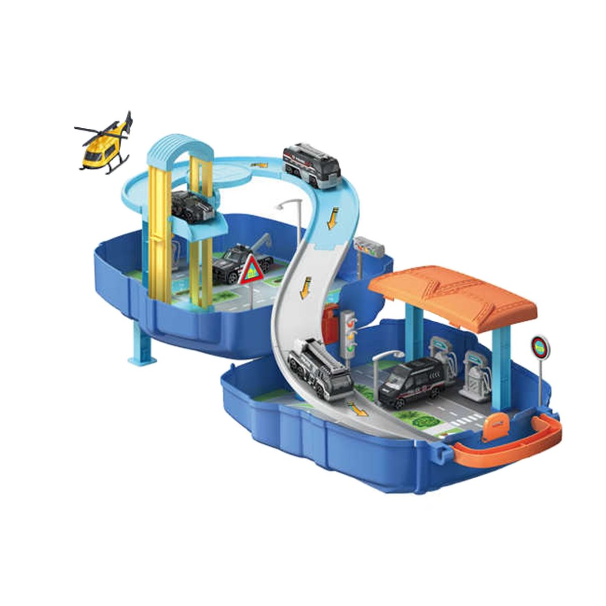 BABYLUNA - Mochila De Juegos, Police Series, Autopista, 3 Autos Y Avión…