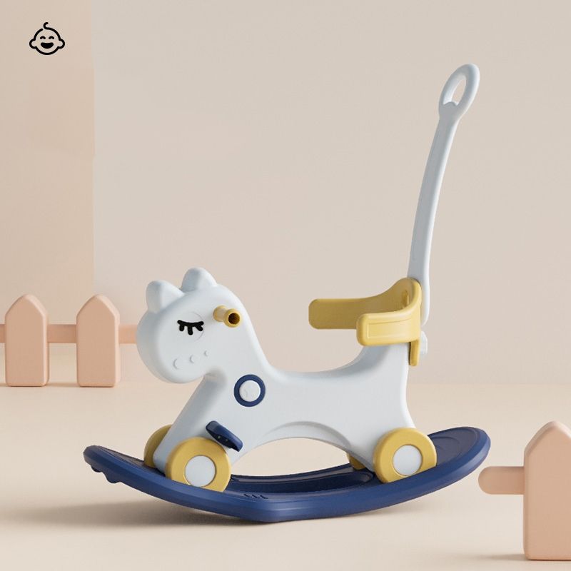 BABYLUNA - Caballo 4 en 1, Balancín, Andador y tabla equilibrio Azul…