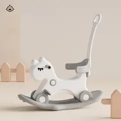 BABYLUNA - Caballo 4 en 1, Balancín, Andador y tabla equilibrio Gris…