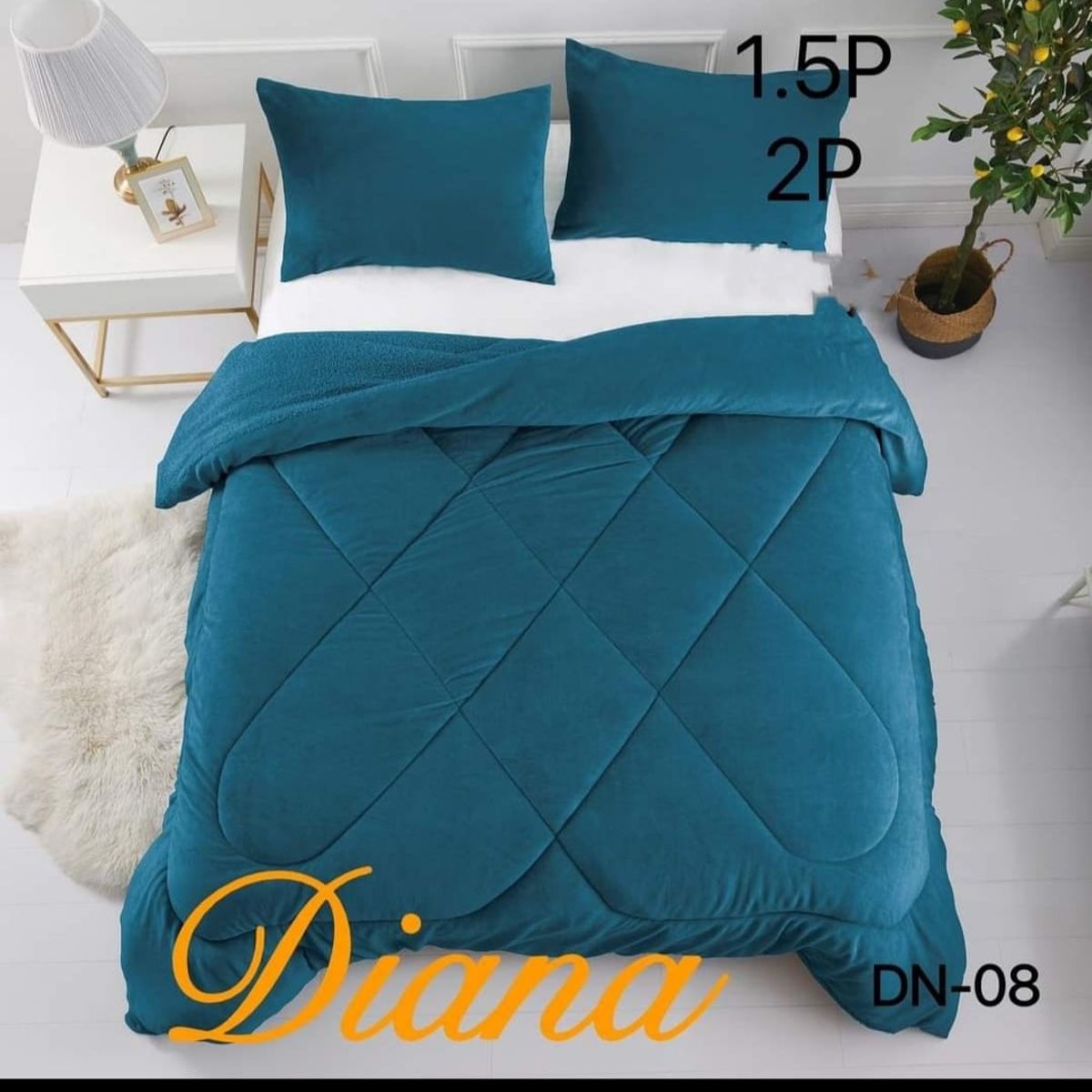 GENERICO - Cobertor de invierno Plush con chiporro 2 Plazas - Turquesa oscuro (D)