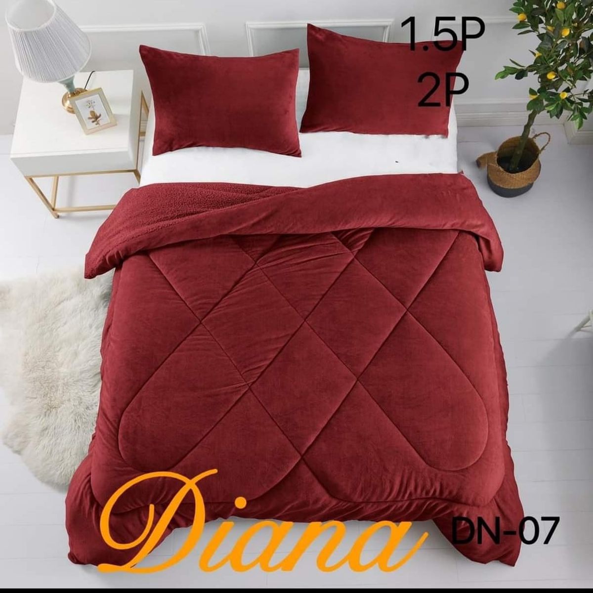 GENERICO - Cobertor de invierno Plush con chiporro 2 Plazas - Burdeo (D)