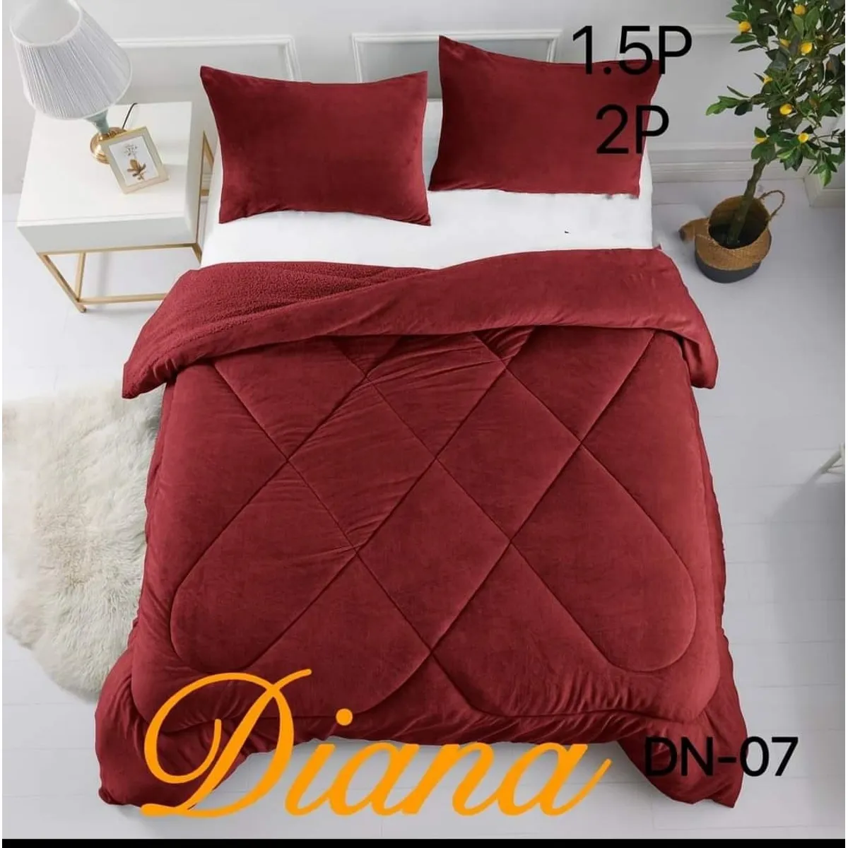 GENERICO - Cobertor de invierno Plush con chiporro 2 Plazas - Burdeo (D)