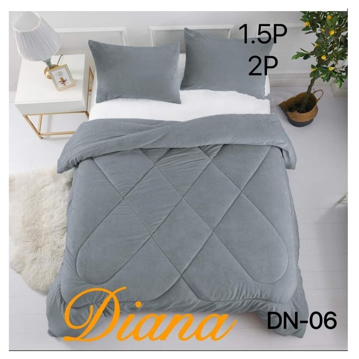 GENERICO - Cobertor de invierno Plush con chiporro 2 Plazas - Gris (D)