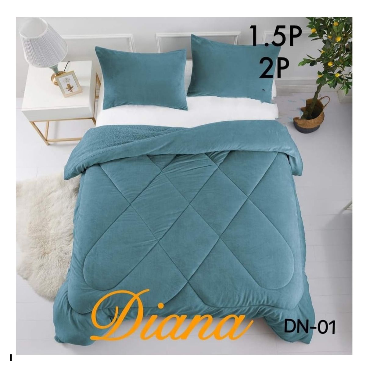 GENERICO - Cobertor de invierno Plush con chiporro 1,5 Plaza - Turquesa (D)