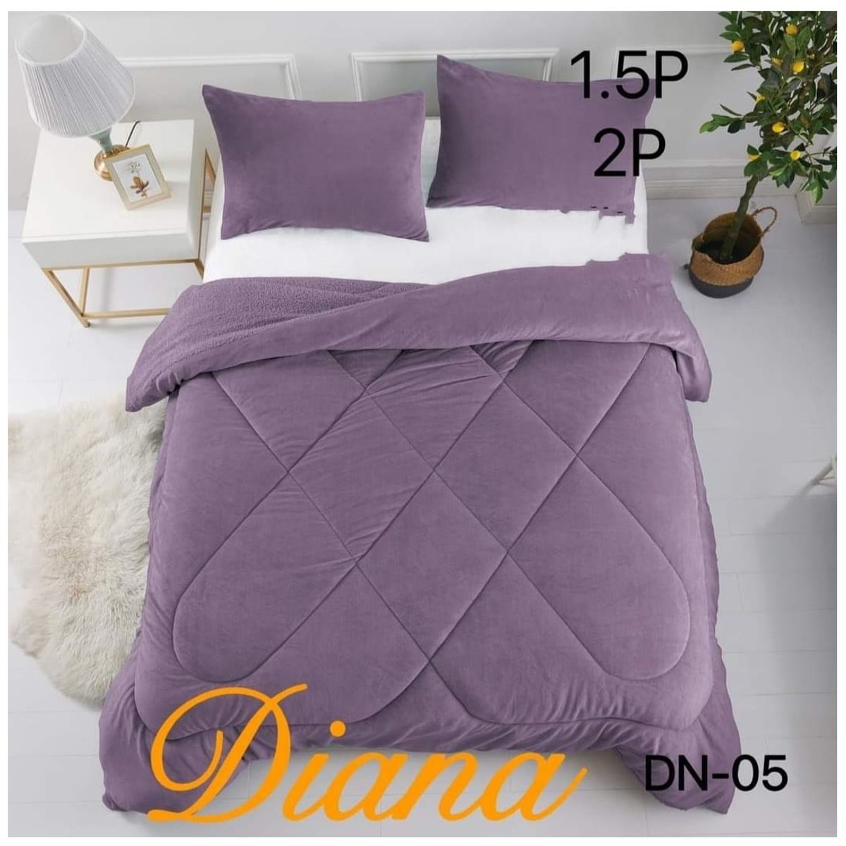 GENERICO - Cobertor de invierno Plush con chiporro 1,5 Plaza - Lila (D)
