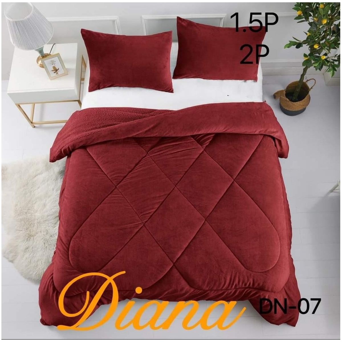 GENERICO - Cobertor de invierno Plush con chiporro 1,5 Plaza - Burdeo (D)