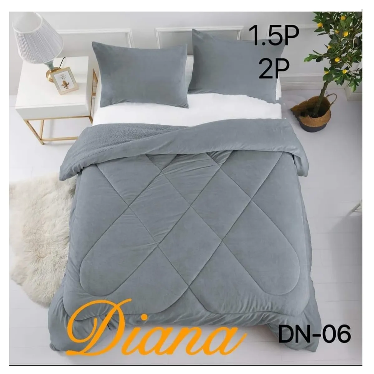 GENERICO - Cobertor de invierno Plush con chiporro 1,5 Plaza - Gris (D)