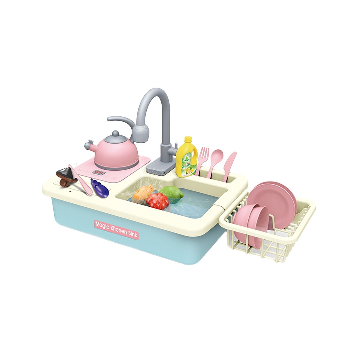 BABYLUNA - Juguete Niños Lavaplatos Magic Kitchen Cocina, Juego 20 Piezas Celeste…
