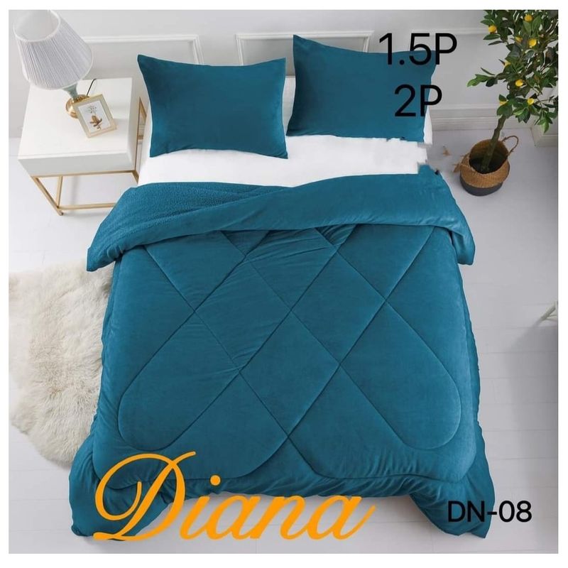 GENERICO - Plumon Cobertor de invierno Plush y chiporro 2 Plazas - Turquesa Osc
