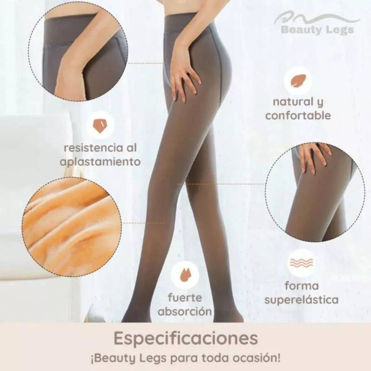 EVERSO - Calza Efecto Piel Panty Con Chiporro Invierno Con Pie