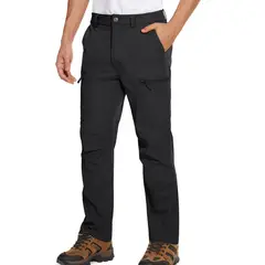EVERSO - Pantalon Softshell Hombre Termico Impermeable Solo Negro