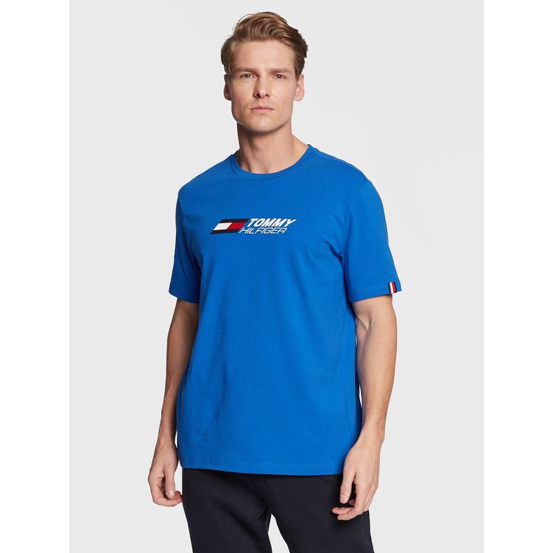 TOMMY HILFIGER - Polera Sport Essential Con Logo Azul Tommy Hilfiger