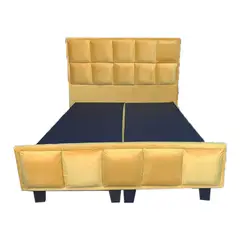 MUEBLES HVM - Base HVM Americana Dividida 2 Plazas Pmadera + Respaldo Amarillo